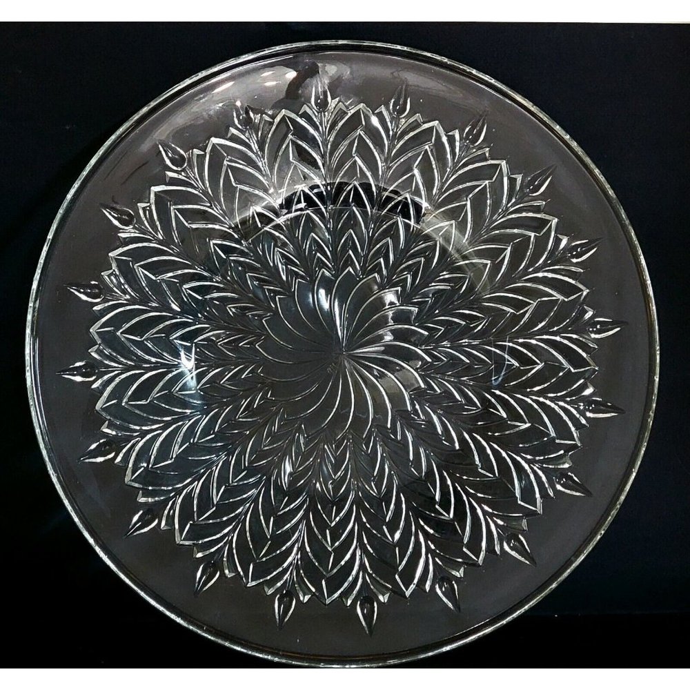 Vintage Jeanette FEATHER pattern Torte Platter 14" MINT